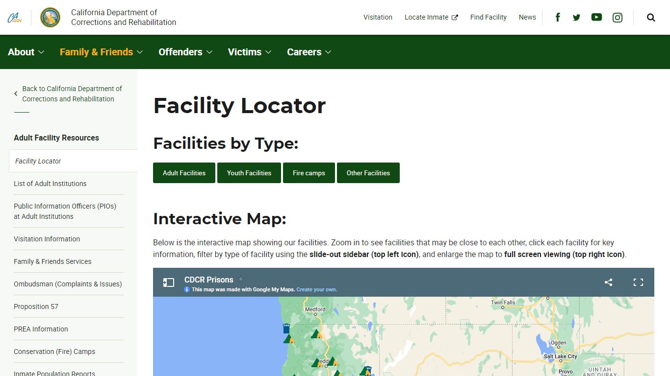 CDCR Facility Locator